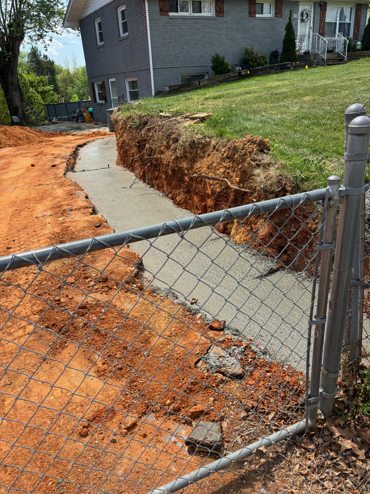 Site excavation at start of retaining wall project